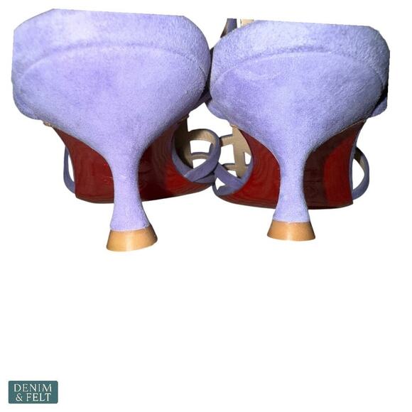 Christian Louboutin Purple Suede Strappy Sandals Heels Size 39 Women’s Italy - Picture 7 of 13